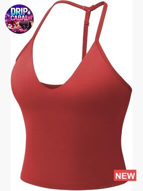 Strap Padded Halter Open Back Deep V Neck Built-in Bra Workout Crop Top